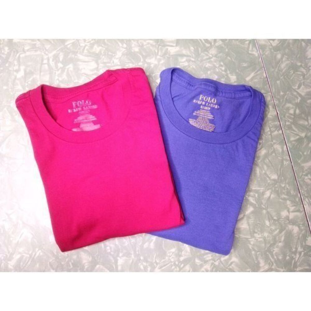 2 Polo Ralph Lauren 100% Cotton T Shirts, One Purple, One Red Size S